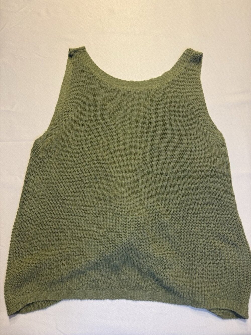 Womens Wishlist Sleeveless Green Open Back Knotted Tank Crop Casual Shirt Size S